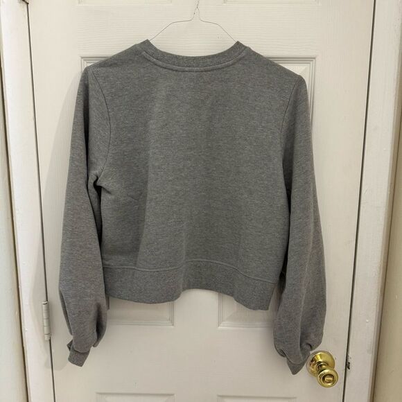NWOT RicherPoorer Crewneck Sweatshirt Size Medium Bubble Sleeve Gray Cropped - Picture 2 of 5